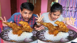 Full Murgi Masala Fried+Rice Eating Competition || Chicken Fried Recipe || Husband Wife Eating Show