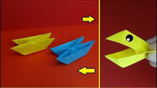 Origami FIDGET  Moving Paper Toy | Origami Pacman - Boat / paper  transforming antistress toy 2 in 1