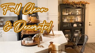 NEW! FALL CLEAN \& DECORATE WITH ME | COZY FALL FARMHOUSE DECORATING IDEAS FOR KITCHEN