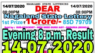 Nagaland state lottery Dear Parrot Evening 8:00 p.m 14.07.2020 Result Today Live