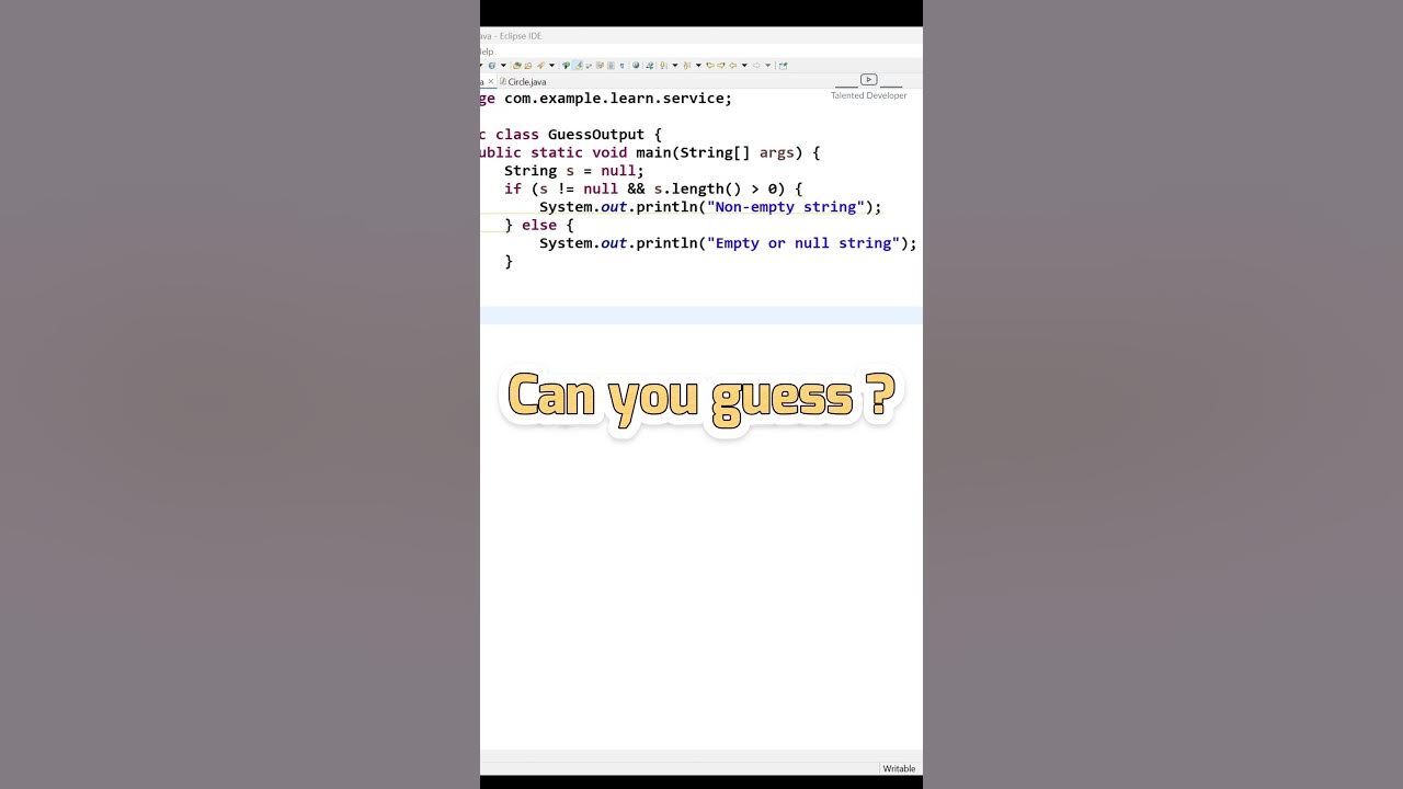 Java Challenge Guess the Output of Null String Check #codechallenge # ...