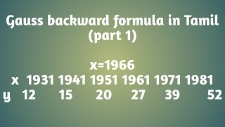 Gauss Backward formula in Tamil | part 1|