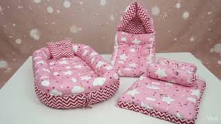 Premium Baby Bedding Set | Newborn Baby Cradle with Mosquito Net & Matching Accessories