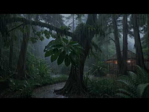 Deep Sleep Like a Baby with Calming Real Night Rain Sounds Through Forest Leaves