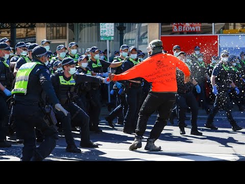 Demonstrations turn violent as anti-lockdown protesters clash with police in Melbourne