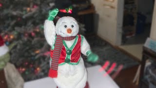 Halloween Hangouts 25 Days Of Christmas 2023 Day 7: Gemmy Red Vest Green Trim Snowflake Snowman