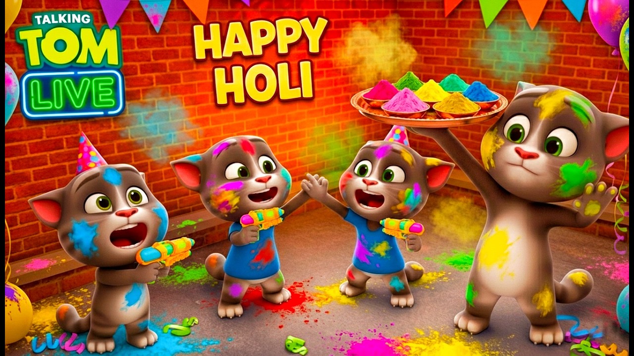 Talking tom Game Food Challenge 🍉🌶️ Happy Holi Advance Mein 🔫