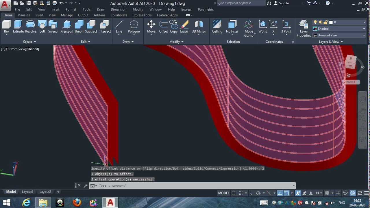 Surface offset command autocad 2020 in hindi youtube