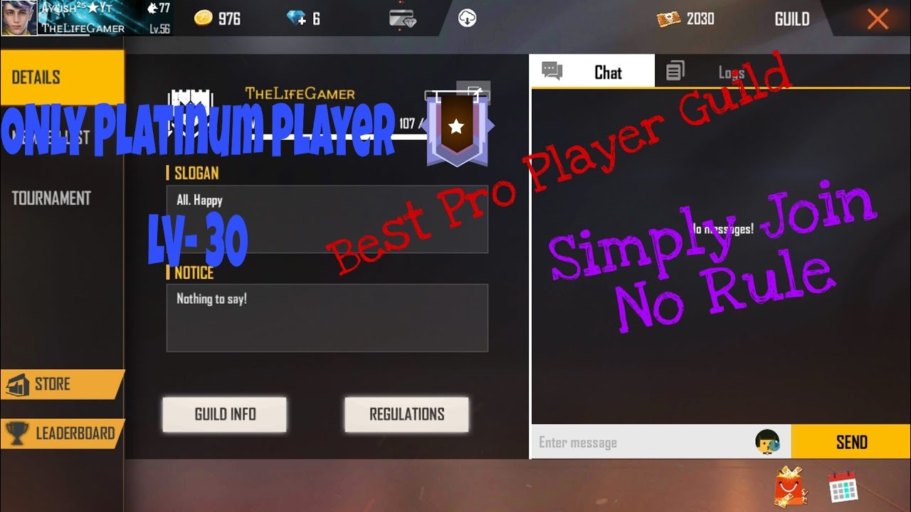 Free  fire  Best  pro player guild  no rule YouTube