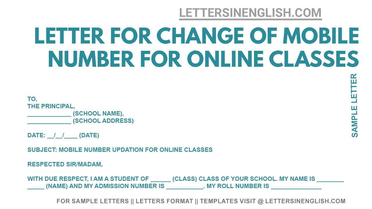 application letter for change of mobile number in college