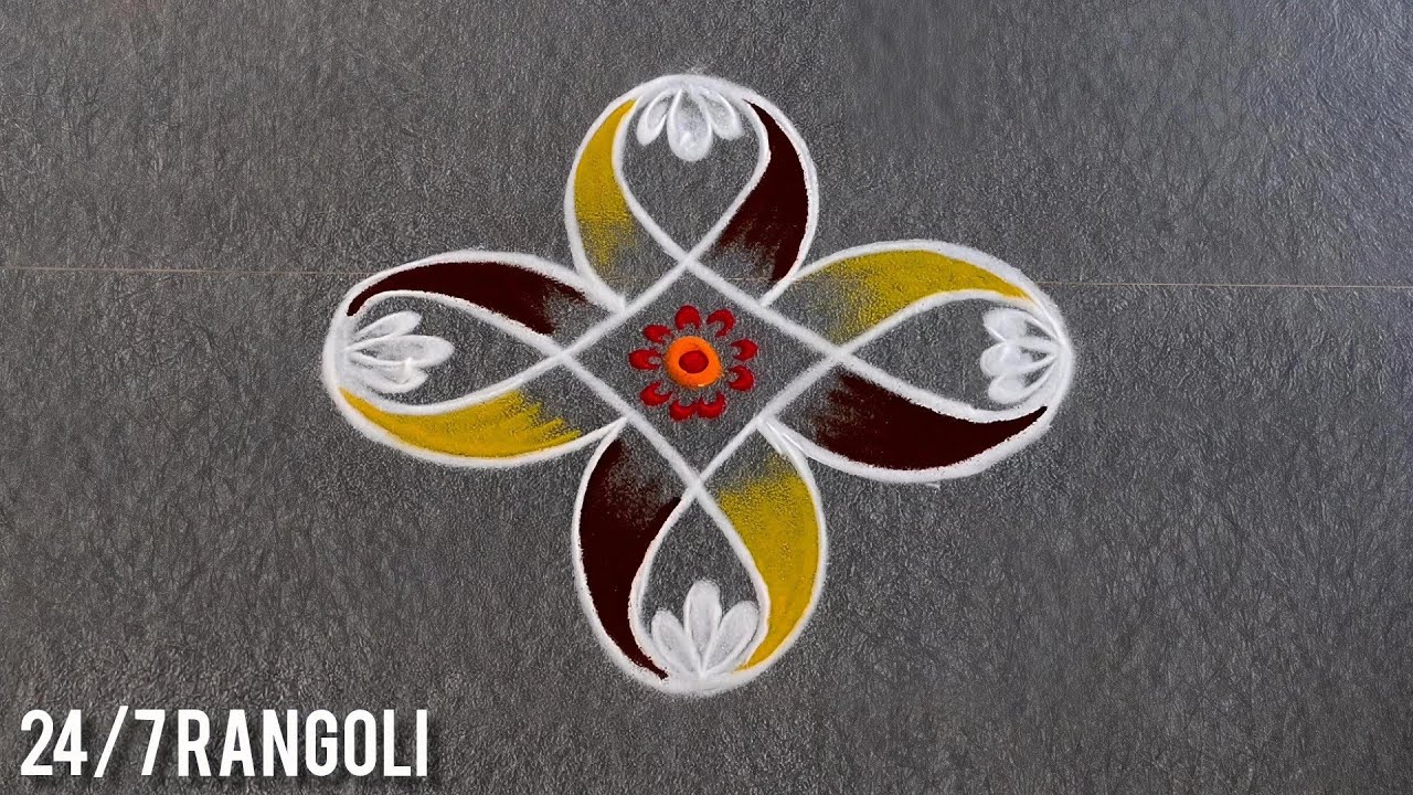 2 Easy creative Rangoli Design🌺 24/7 Rangoli 🌺 Latest Kolam🌺 Freehand Muggulu Design🍀 Amazing Kolams