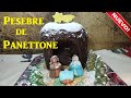 Pesebre con panettone o pan dulce bañado en chocolate y figuras realizadas en fondant.