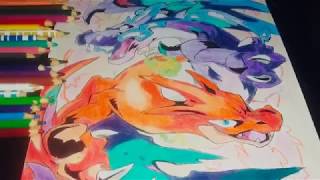 SPEED DRAWING Mega Charizard x vs Mega Charizard y pokémon