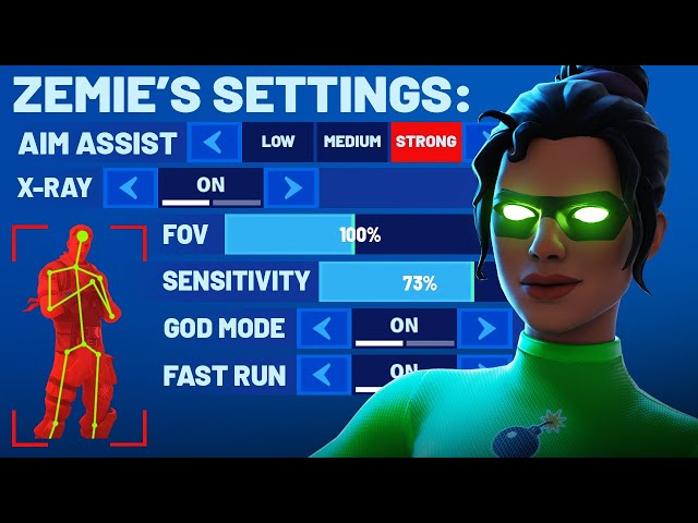 What settings does the BEST AIMER in Fortnite use? class=