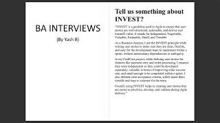 INVEST Principle Explained | Agile BA Interview Questions &amp; Answers {BA INTERVIEW 3}