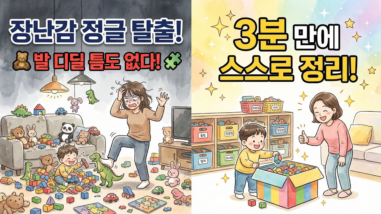 🧸 발 디딜 틈 없던 거실이 3분 만에! 정리 안 하던 아이가 스스로 치우게 된 비결 (4-5세)