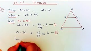 Theorem 6.2, Prove line joining mid point of side of a triangle is parallel to third side I