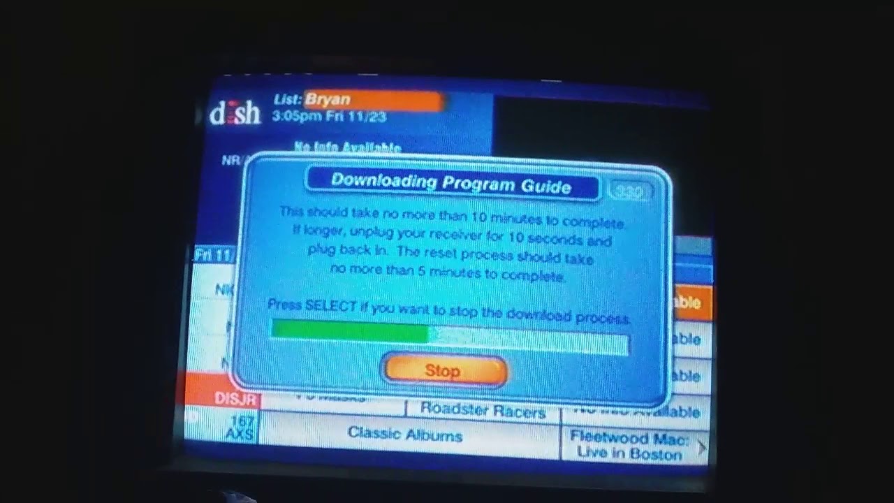 dish network downloading program guide - YouTube