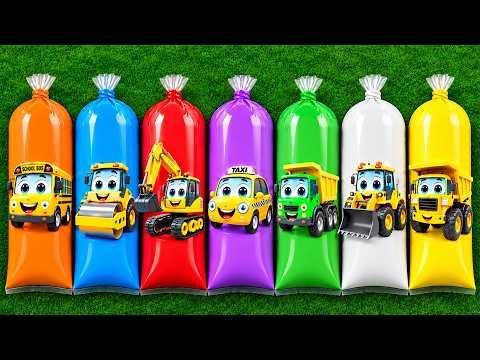 Finding Construction Toy Vehicles, Excavator, Ambulance, Bulldozer, Forklift, Steamroller, Crane,...