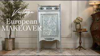 Vintage European Cabinet Makeover | Furniture Painting, Transfers, Resin & Redesign Mould Tutorial 
