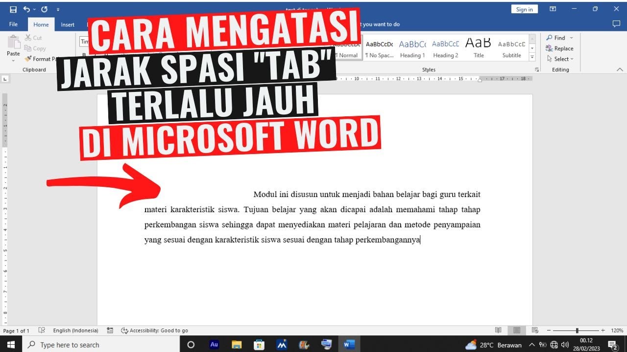 Cara Mengatasi Jarak Spasi Tab Terlalu Jauh di Microsoft Word YouTube