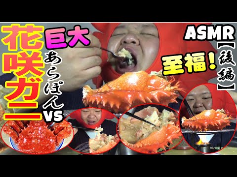 【ASMR】直火で甲羅焼き！巨大な花咲ガニをまるまるいただく！後編【咀嚼音】【Eating sounds】【먹방】【もぐもぐあらぽん】【飯テロ】【大食い】【音フェチ】【巨大ガニ】【King crab】