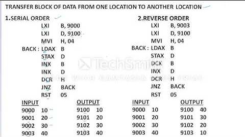 Transferring Blocks of data using branching in 8085 microprocessor assembly language