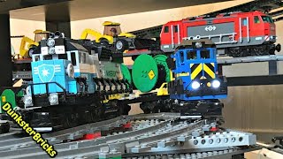 LEGO Train Track Setup #10! Cargo and Passenger Trains, MOC Bridges and Three Levels!
