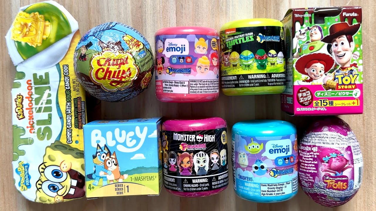 9 minutes Unboxing SpongeBob Slime, Bluey Squishy & more surprise toys