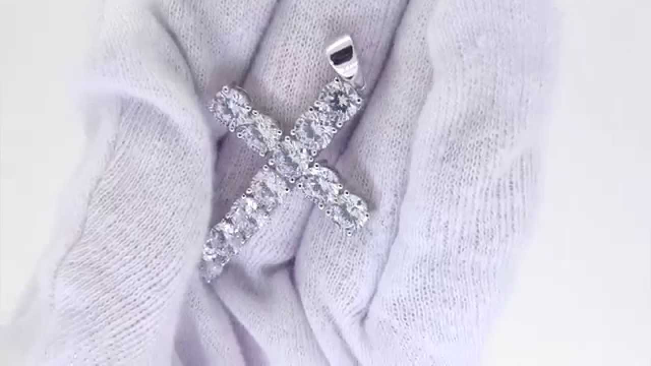 Bling Bling Cross 1 Row All Hand Set Lab Made Diamonds!! YouTube