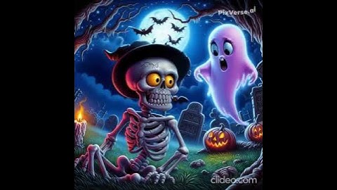 halloween skeleton and ghost #pumpkins #bats #graveyard #spooky