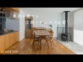 【ROOM TOUR】季節を愛でる土間リビングのお家|暖炉|ステンレスキッチン|真鍮|勾配屋根|片流れ|リビング土間|土間|寝室床上げ|造作|ベッドスペース収納|北欧|モルタル|オーク