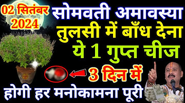 2 सितंबर सोमवती अमावस्या के दिन तुलसी में बांध देना ये 1 चीज इतना पैसा.#pardeepmishra