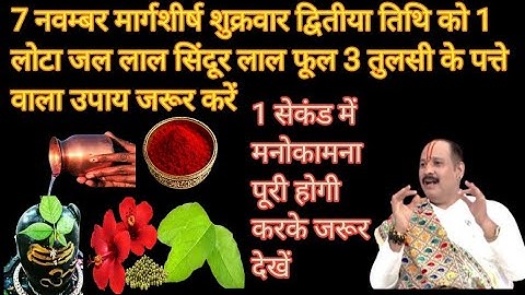 7 नवंबर मार्गशीर्ष शुक्रवार द्वितीया तिथि को ।। 3 तुलसी 1 लोटा जल लाल सिंदूर लाल फूल || उपाय pandit 