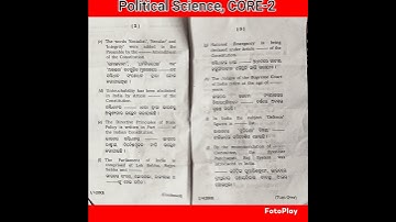 ||Political Science||Core2||BA Hons||Question paper 2022||Sambalpur University