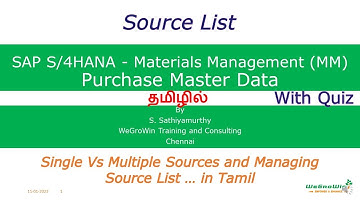 SAP MM Tamil – Source List (S/4HANA Materials Management P2P Procure to Pay) 02-26