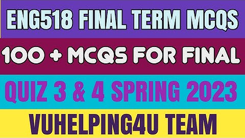 Eng518 Final Term Mcqs Spring 2023/ Eng518 Quiz 3 Spring 2023/ Eng518 Quiz 4 Spring 2023/ Eng518