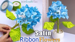 DIY Satin Ribbon Hydrangea Flowers Easy | DIY Artificial Plant With your own Hands
