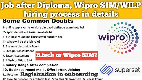 Job after diploma || Wipro SIM and WILP hiring process #wilp #wipro