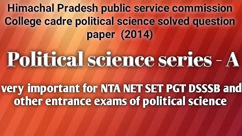 HPPSC#Political science college cadre 2014 series A ) answer key