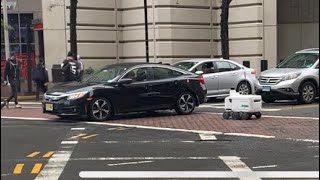 Uber Eats Delivery Robot Fails To Cross The Street In Jersey City