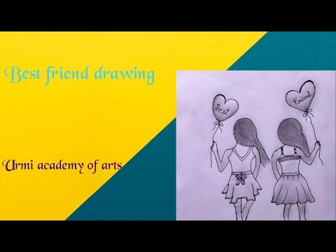 How to draw best friend drawing step by step in easy way - YouTube