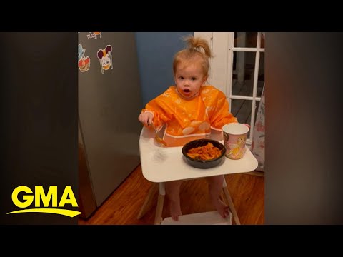 Baby has hilarious reaction after dad swaps her food l GMA