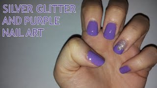 purple nail glitter silver