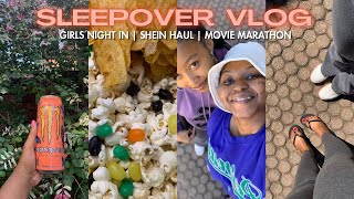 vlog: girls night sleepover | shein haul + snack run + movie marathon