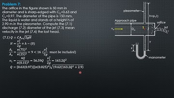 ORIFICES, TUBES and WEIRS (STEADY FLOW), Example 7
