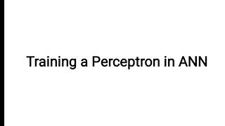 Training a Perceptron in ANN