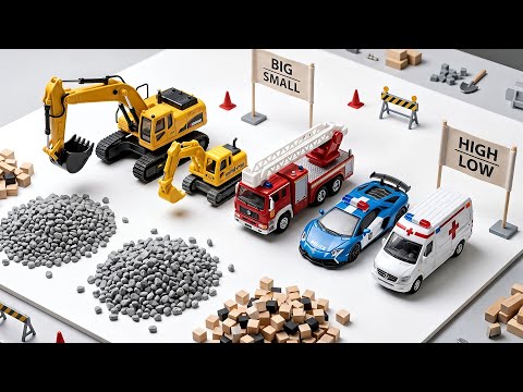 Big and Small Vehicles Song! 🚜 Construction Trucks & Police Cars Nursery Rhymes for Kids