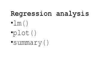 Introduction to R - Lesson 6 - regression using lm()
