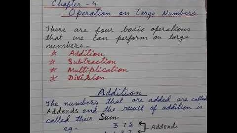 CLASS V (MATHEMATICS) CHAPTER 4 "OPERATION ON LARGE NUMBER" PART 1 (PDF In description box)